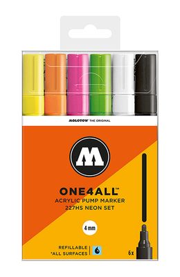 Acrylic marker One4All 227HS 4mm Wallet Neon-Set 6 pcs.