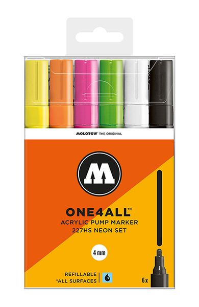 Acrylic marker One4All 227HS 4mm Wallet Neon-Set 6 pcs.