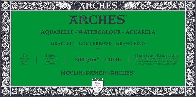 Hovedbilde ARCHES Aquarelle CP 15x30 cm 300G NAWH Block 20 ...