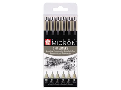 Sakura Pigma Micron Sett 6stk - 49 Sort