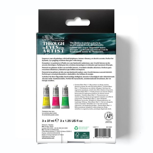 W&N WINTON OIL COLOUR 3X37ML TUBES FLUORESCENT SET