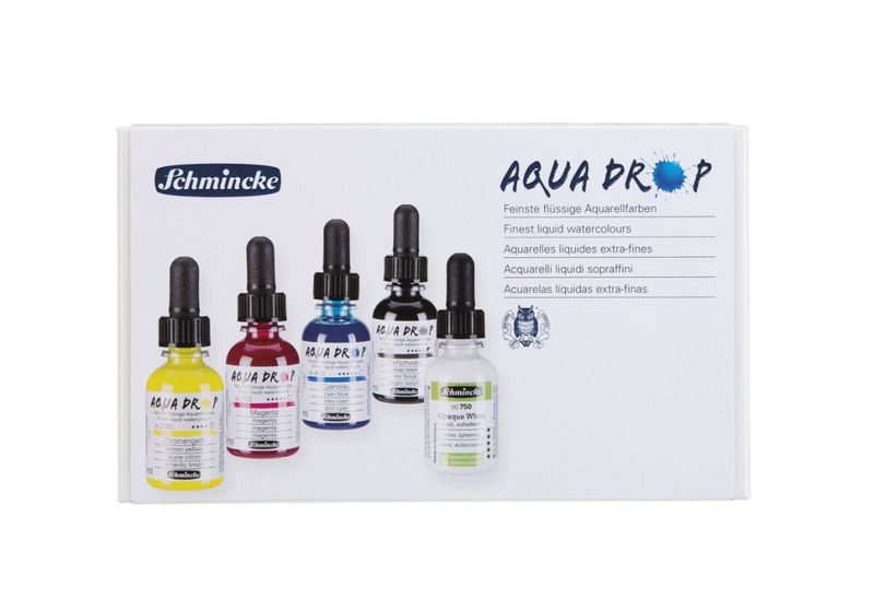 Schmincke Aquadrop 30ml. Cardboard set, 5 x 30 ml (primary colou