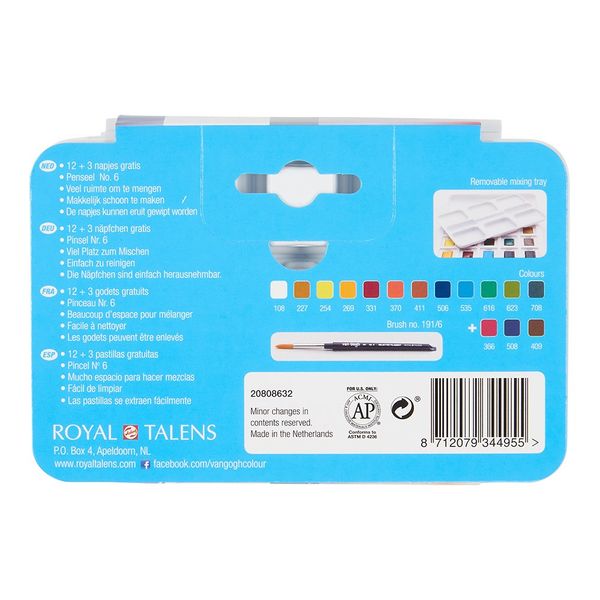 Van Gogh Akvarell Pocketbox Sett – 12+3 – Inkl pense