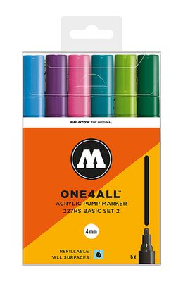 Acrylic marker One4All 227HS 4mm Wallet Basic-Set 2 6 pcs.