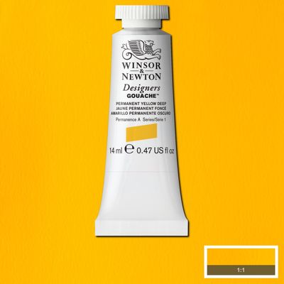 W&N DESIGNERS GOUACHE 14ML TBE PERMANENT YELLOW DEEP