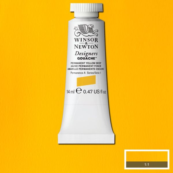 W&N DESIGNERS GOUACHE 14ML TBE PERMANENT YELLOW DEEP