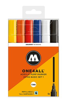 Acrylic marker One4All 227HS 4mm Wallet Basic-Set 1 6 pcs.