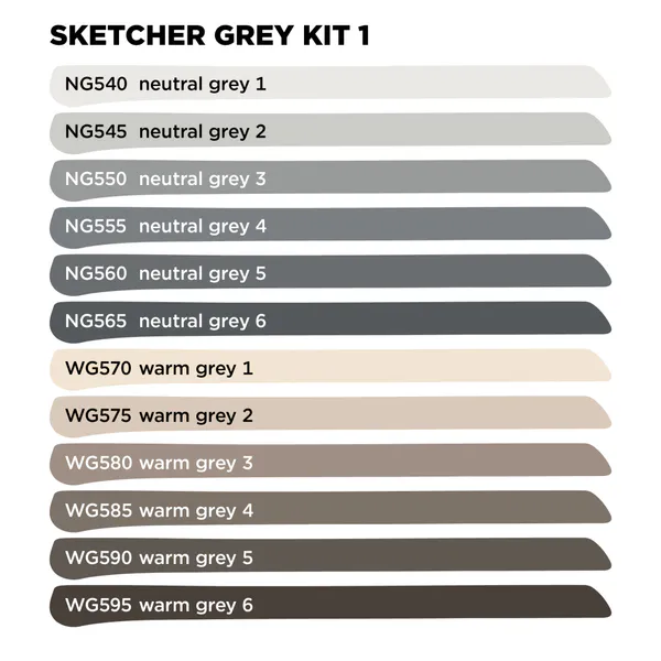 Sketcher Set 12 pcs Grey Kit 1